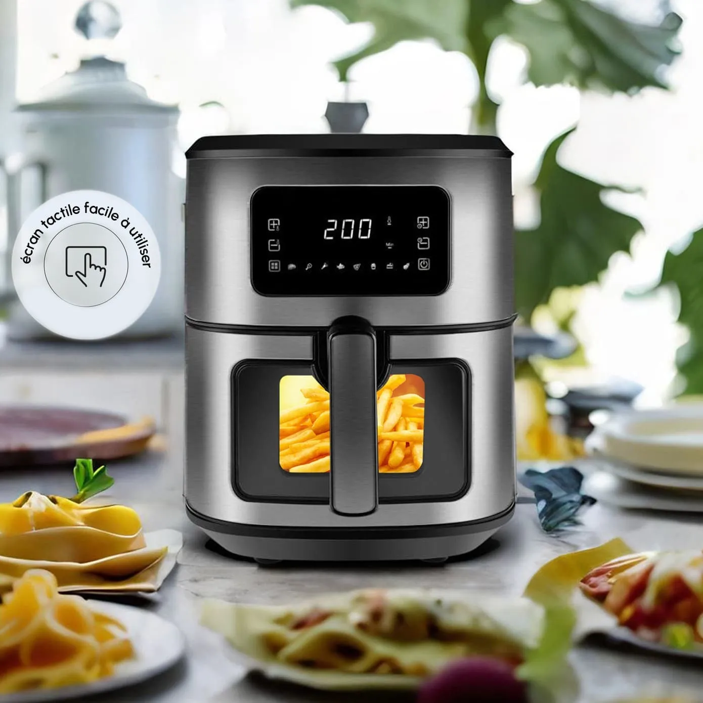 Airfryer Karaca Multifry Inox XXL avec fenêtre en verre numérique, 6,5 litres - Image 4