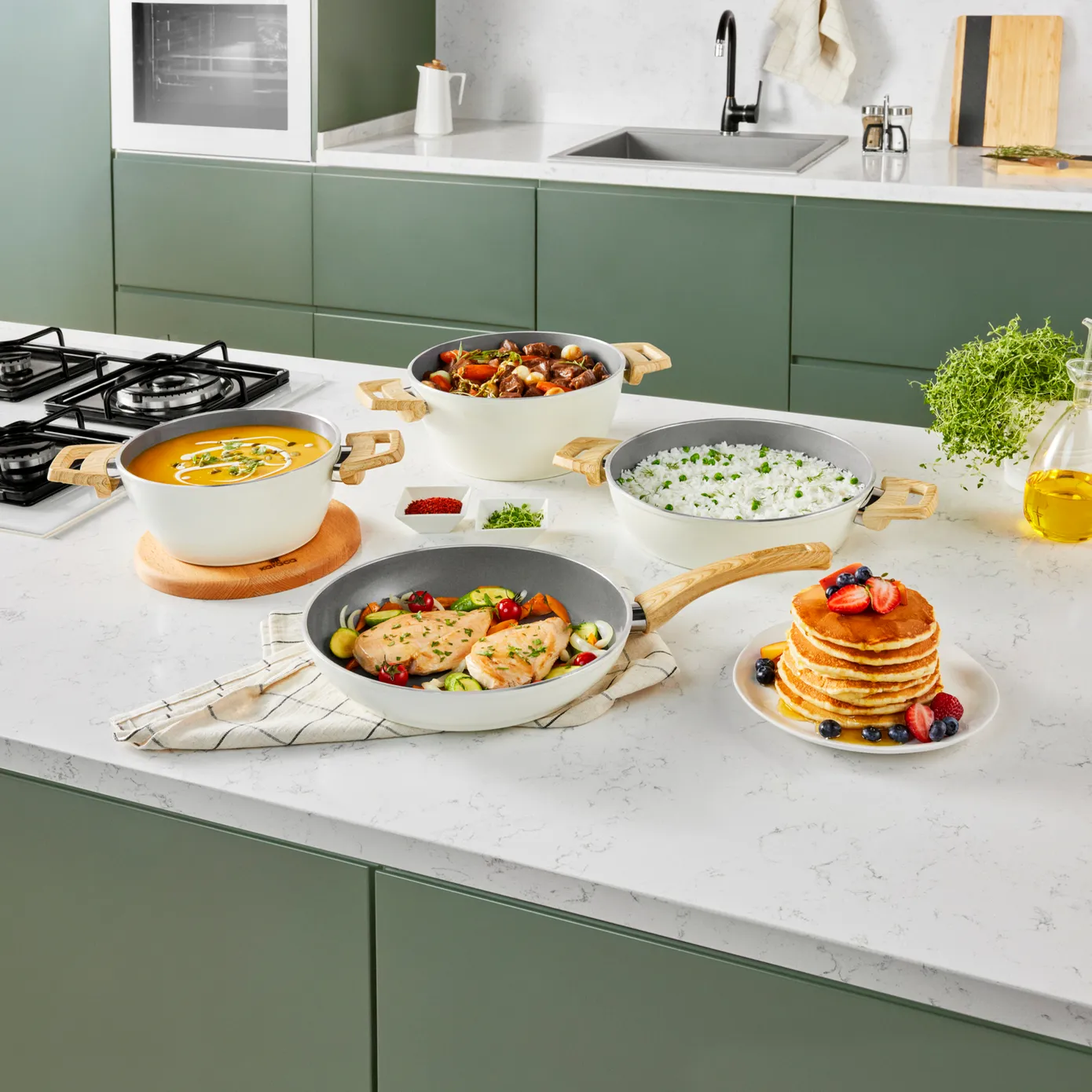 Batterie de cuisine Karaca Swiss Crystal Creamy, 20 cm - Image 5