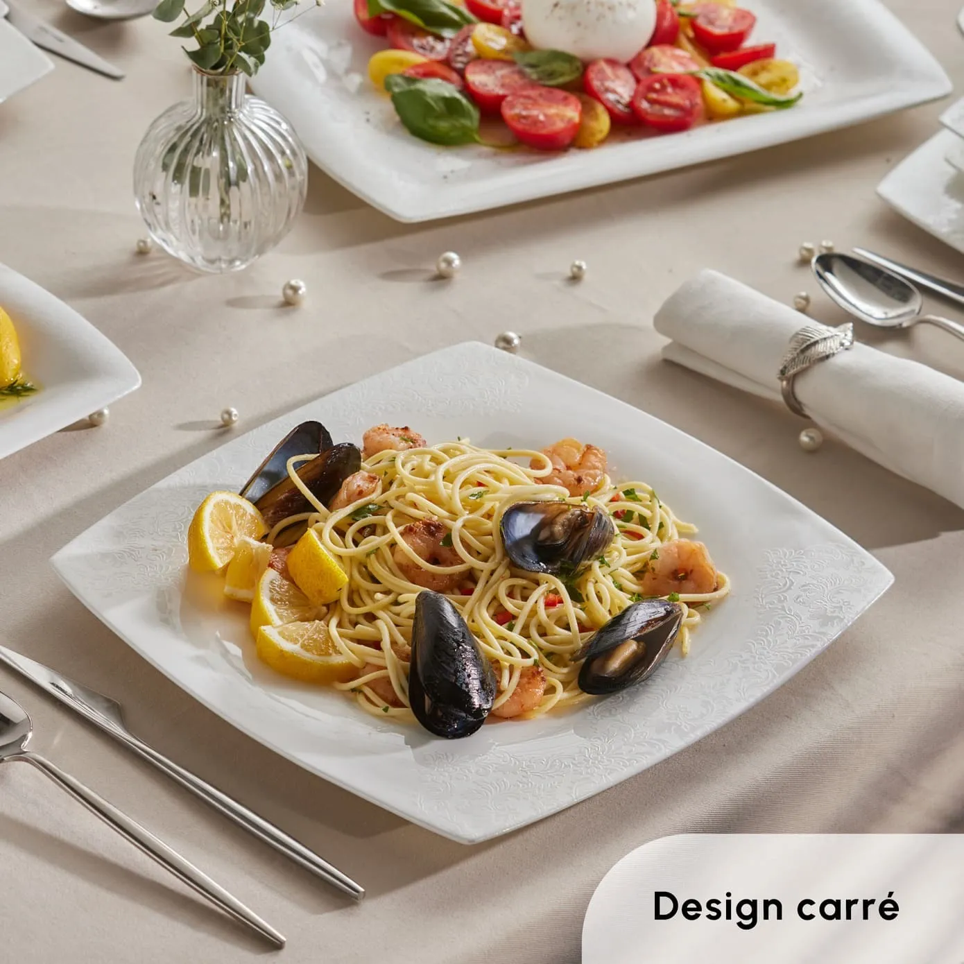 Karaca Fine Pearl Helen Service de Table Carré en Perle 58 Pièces pour 12 Personnes - Image 3