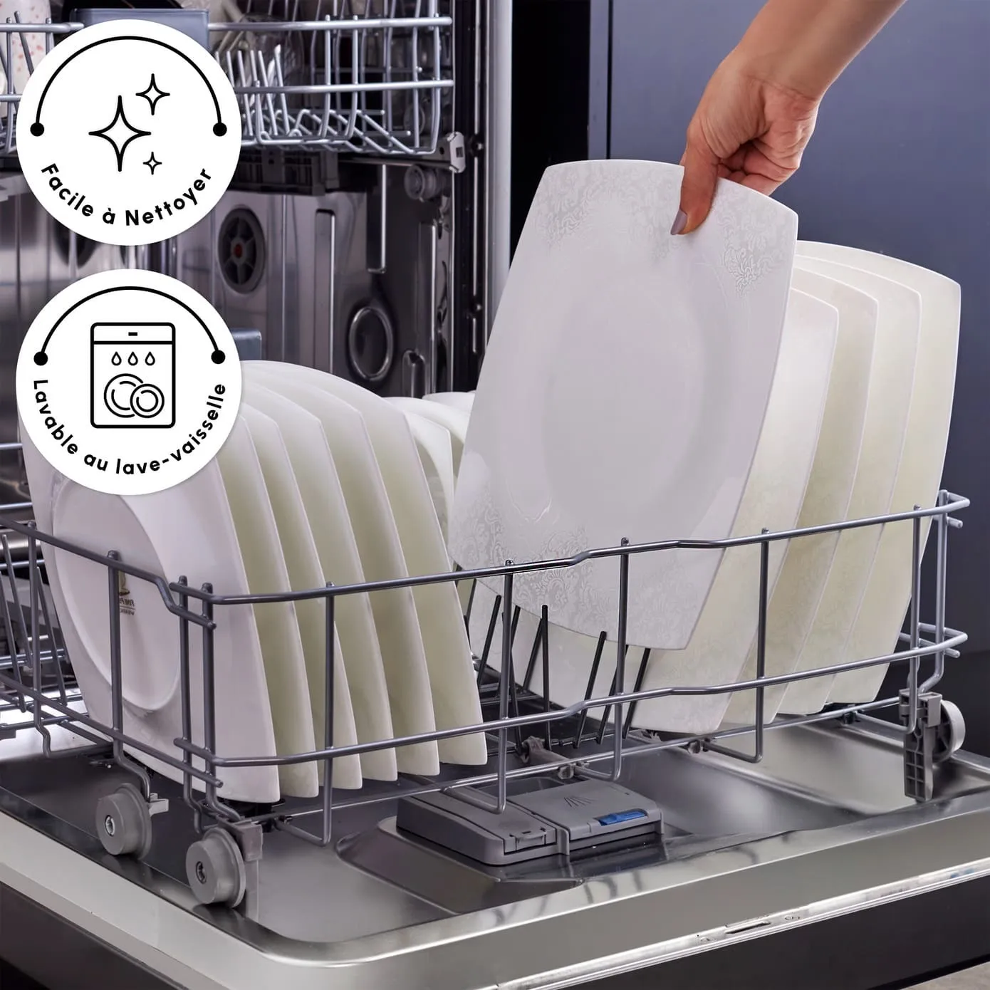 Karaca Fine Pearl Helen Service de Table Carré en Perle 58 Pièces pour 12 Personnes - Image 8