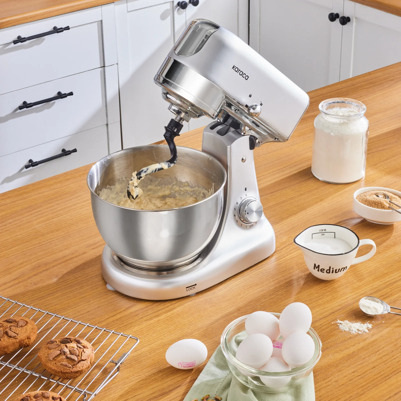 Karaca Multicast Plus Moulin à viande hachée / Saucisse / Kibbeh / Appareil à biscuits Pétrin Machine à pétrir la pâte Argent 5L - Image 10