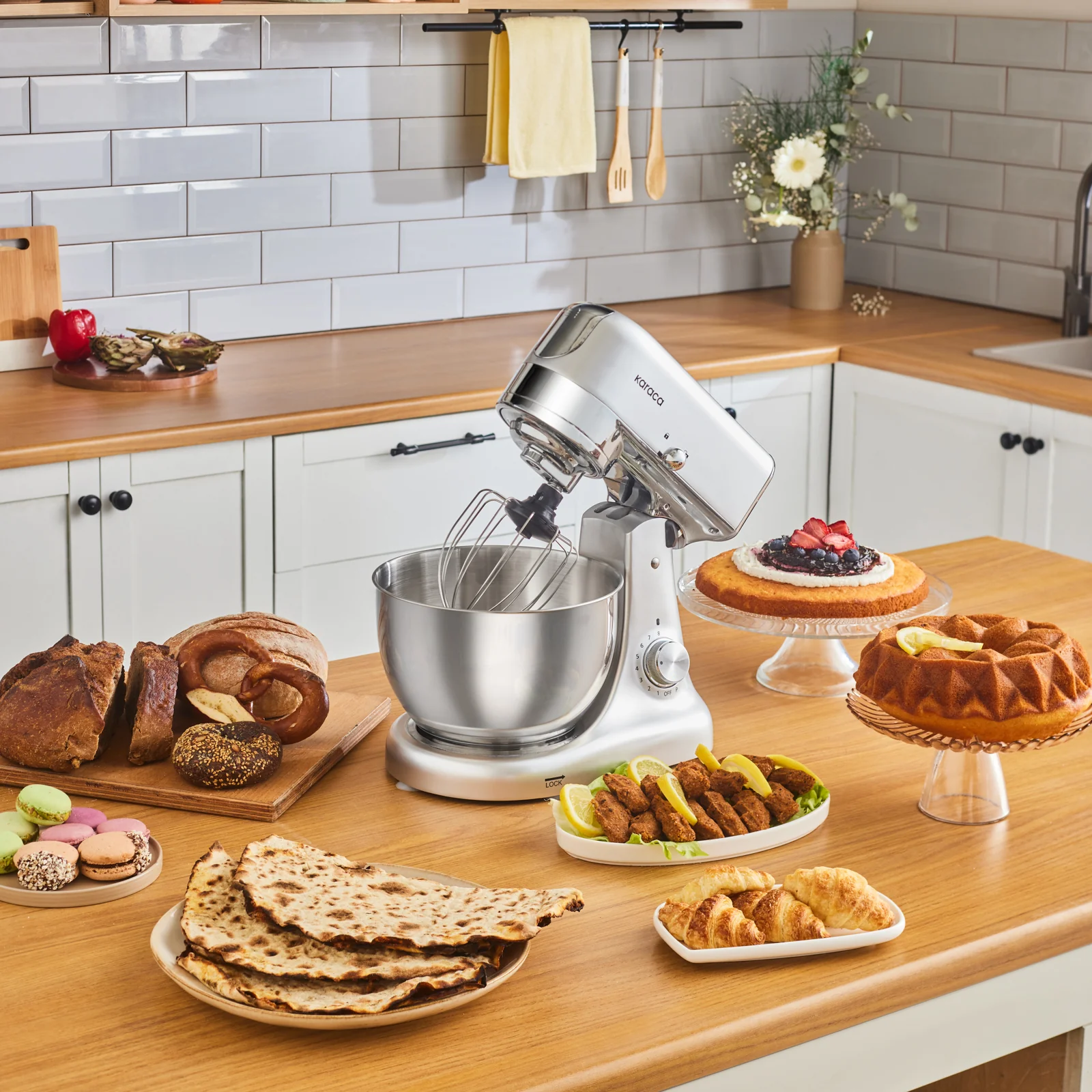 Karaca Multicast Plus Moulin à viande hachée / Saucisse / Kibbeh / Appareil à biscuits Pétrin Machine à pétrir la pâte Argent 5L - Image 8