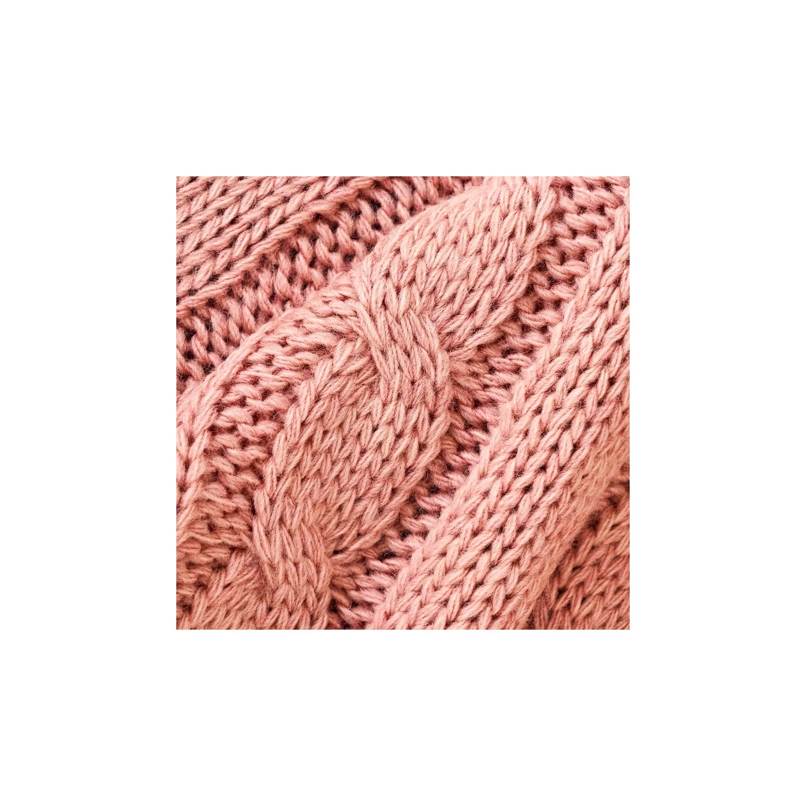 KH POWDER PINK CABLE KNIT POMPOM THROW T - Image 3
