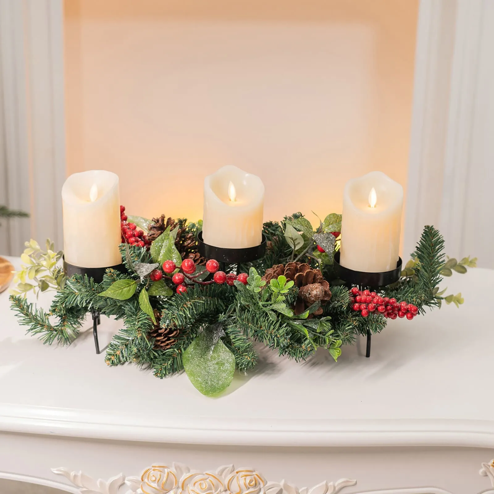 NY23 ÇAM DEKORLU MUMLUK 71CM, YEŞİL - Image 4