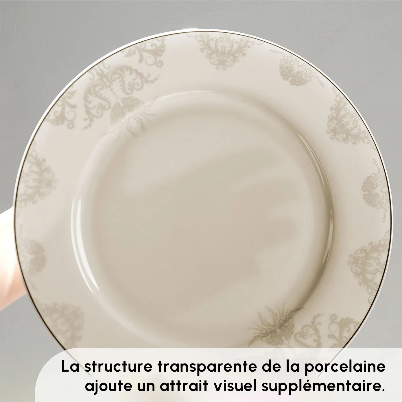 Service de table Karaca Siena pour 12 personnes, 56 pièces, New Generation Bone, avec bord doré - Image 4