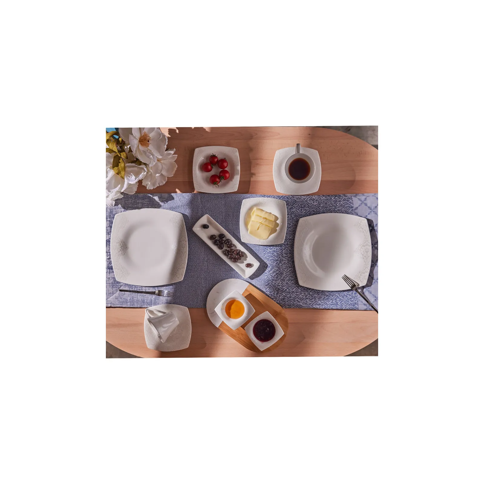 Service Petit Déjeuner Karaca Fine Pearl Helen, 26 pièces carrées/rectangulaires - Image 11