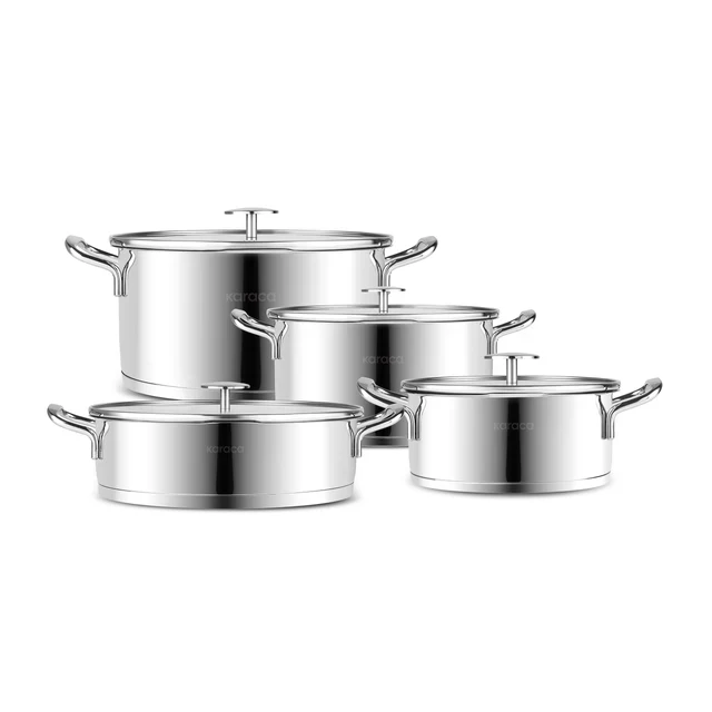 Set de casseroles en acier inoxydable avec passoire Karaca Vapor – 8 pièces - Image 3
