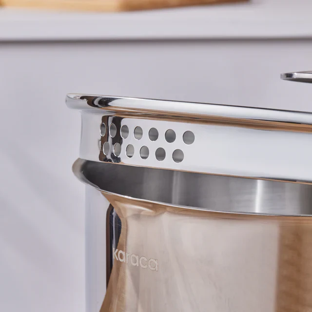 Set de casseroles en acier inoxydable avec passoire Karaca Vapor – 8 pièces - Image 4